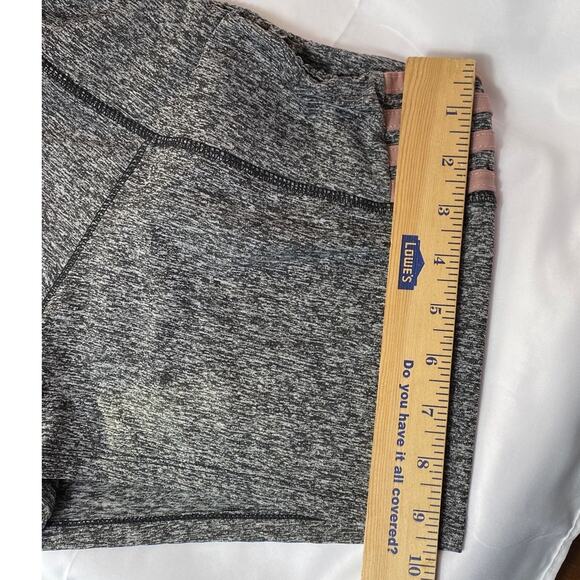 Always Heathered Activewear Gray Shorts SMALL Black Flat Front Stripe Detail - Picture 5 of 7